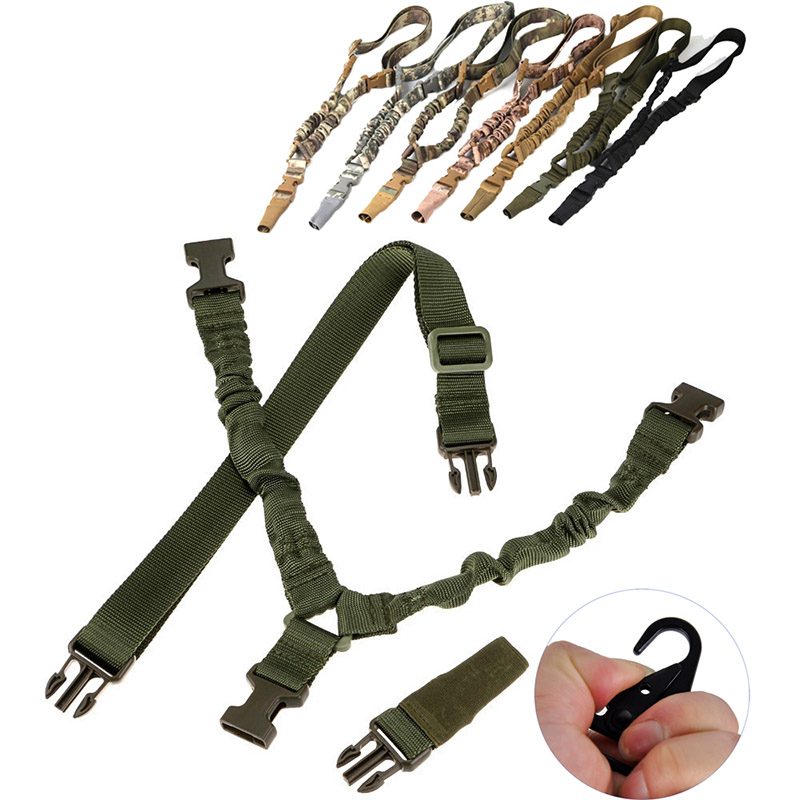 

Tactical Nylon Camera strap One Single 1 Point Rifle Gun Sling Airsoft Adjustable length Bungee strap with enlarged metal clip Hook, Multi-color