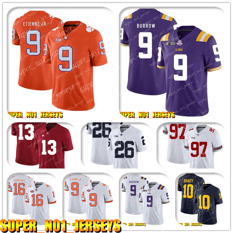 

5-24 NCAA Travis Etienne Jr. 9 Joe Burrow LSU Tigers College Football Jersey Kirk Cousins Adam Thielen Dalvin Cook Justin Jefferson