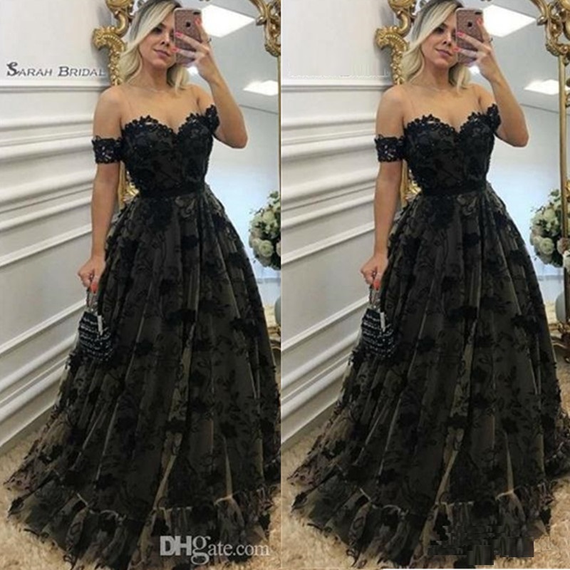 

Sexy Off Shoulder Neckline Black Lace Prom Dresses Appliques High End Quality Party Dress Hot Sales, Blue