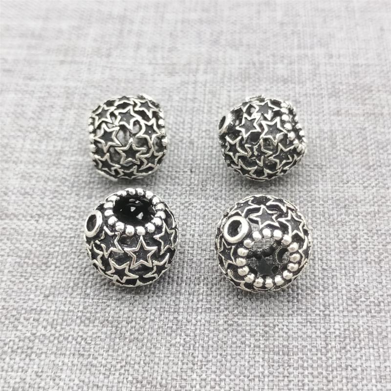 

Other 3pcs Of 925 Sterling Silver Star Large Hole Beads For Bracelet Celestial Spacer
