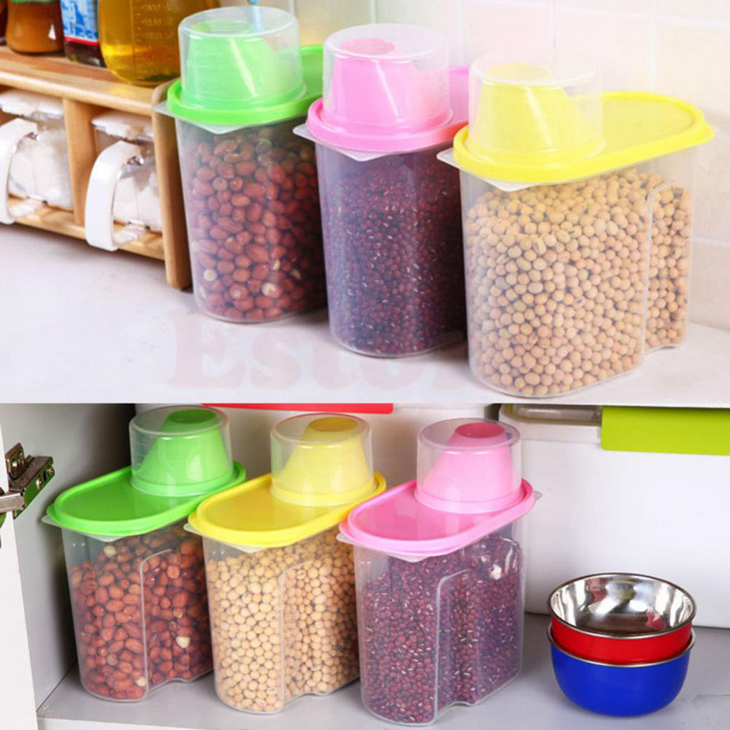 

3pcs kitchen pasta cereal dispenser 1.9l food storage box containers bins