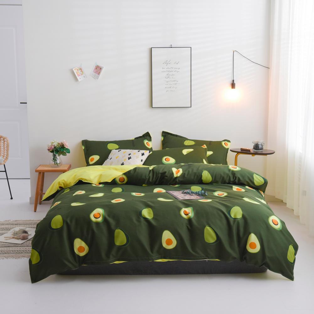 

Bedding Sets Avocado Design Duvet Cover Set Flat Bed Sheet Pillowcase Queen King Full Single Size 3 / 4pcs, Sell 2pcs pillowcase