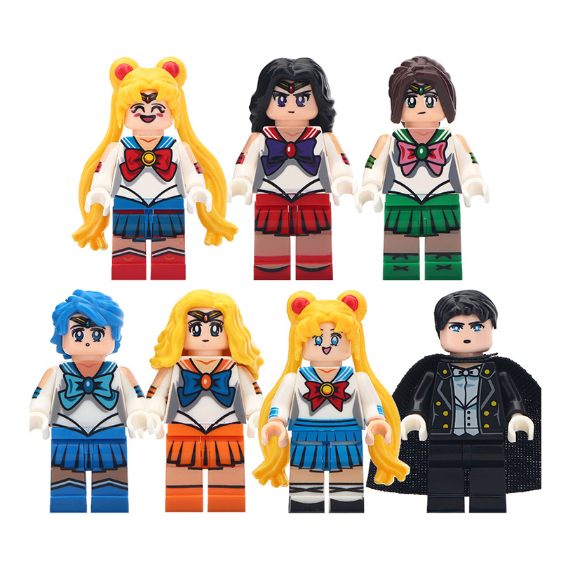 

Sailor Moon Movie Minako Aino Hino Rei Mizuno Ami Cartoon TV Building Blocks Bricks Figures Toys For Children