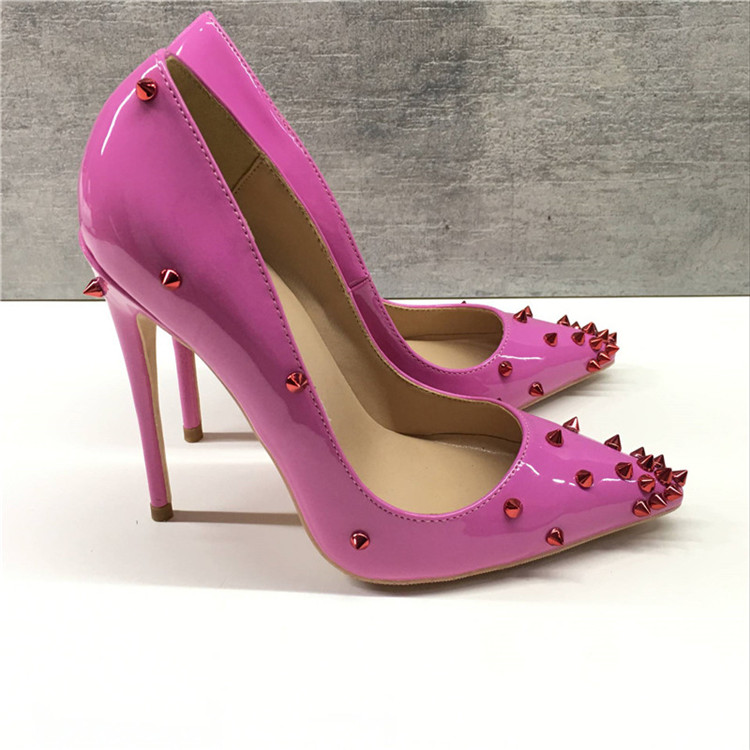 (original LOGO) Fashion Brand Designer Red Bottom dress shoes 8/10/12cm High Heels Spikes Women Wedding Pumps big Size 34-44