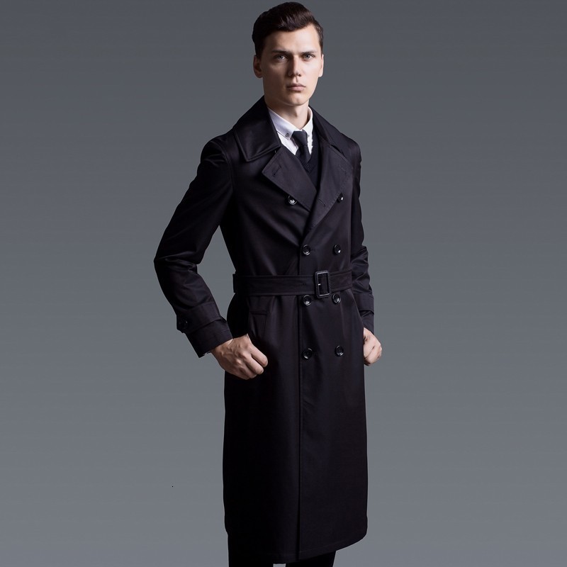 XQS Mens Single Breasted Solid Color Slim Fit Mid Long Overcoat Casual Trench Coat XQS Mens Single Breasted Solid Color Slim Fit Mid Long Overcoat Casual Trench Coat