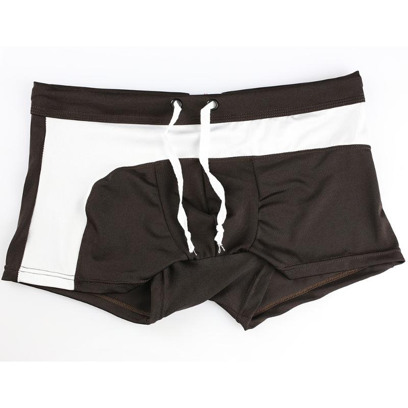 

Mens Swimming Trunks Pure color Sexy Boxer Beach Cool Sport Casual Spandex and Nylon Briefs comfortable Swim Shorts Trunks, Black