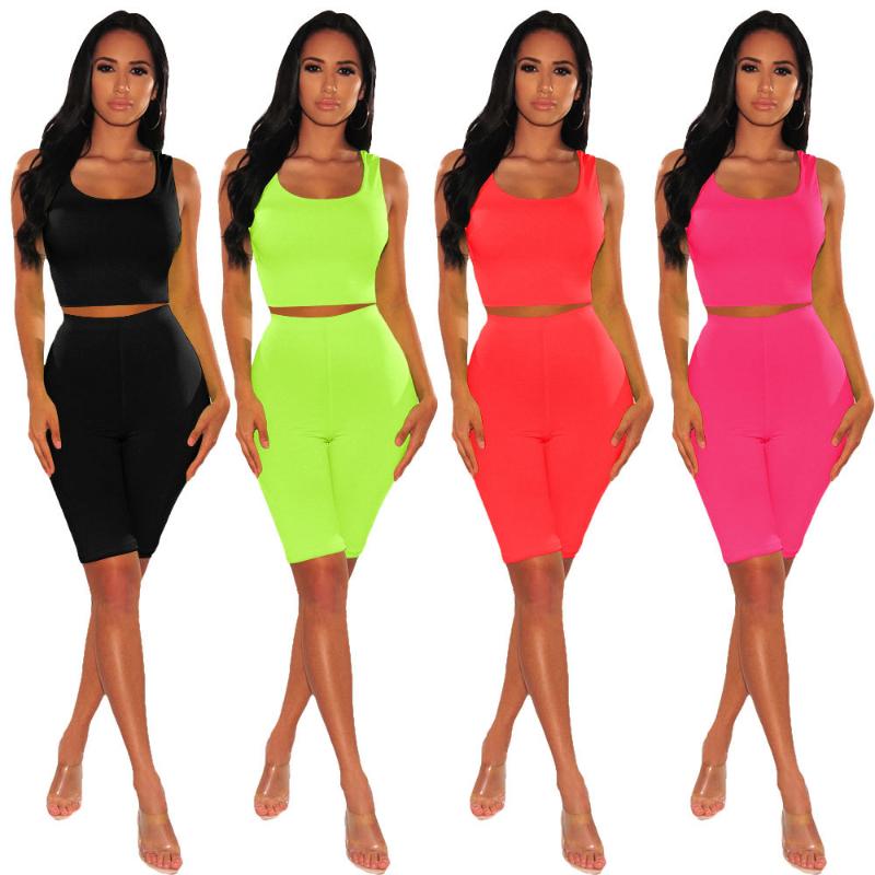 

Women' Sleeveless Navel Casual Two-piece Suit Solid Color Sport Running Suit Summer Fitness Running Skinny Sports, Black