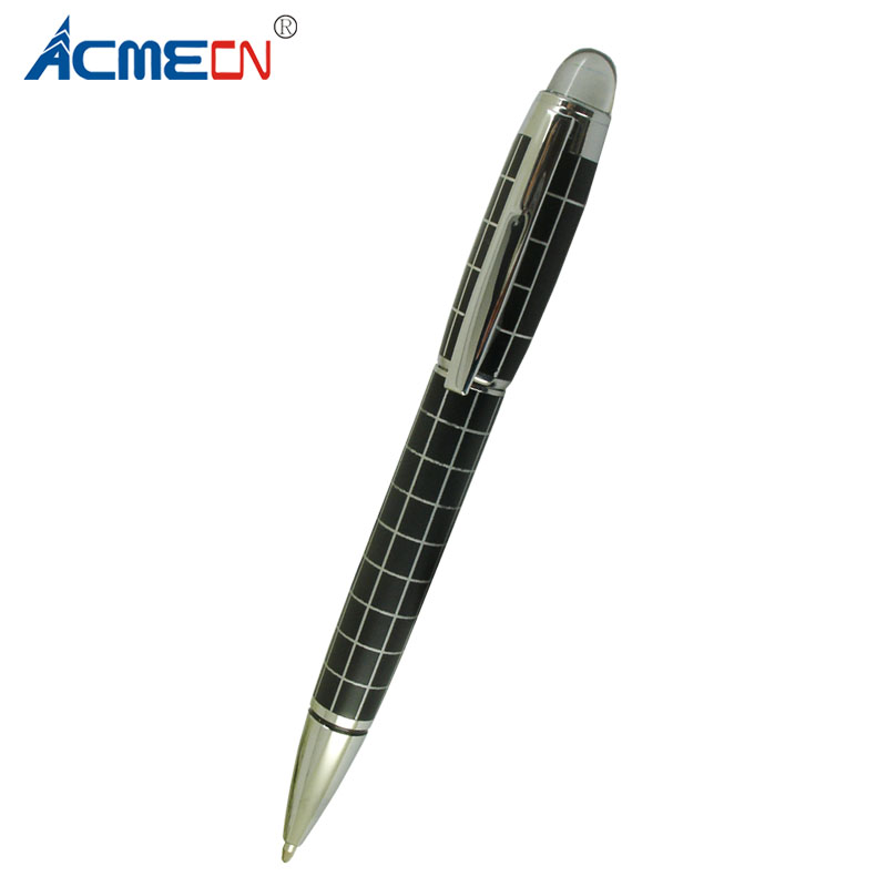 

Newest Metal Black Ball Pen with Checker Pattern MB style Crystal Logo Brand Ballpoint Pen Luxury Gifts for Men, Blue;orange