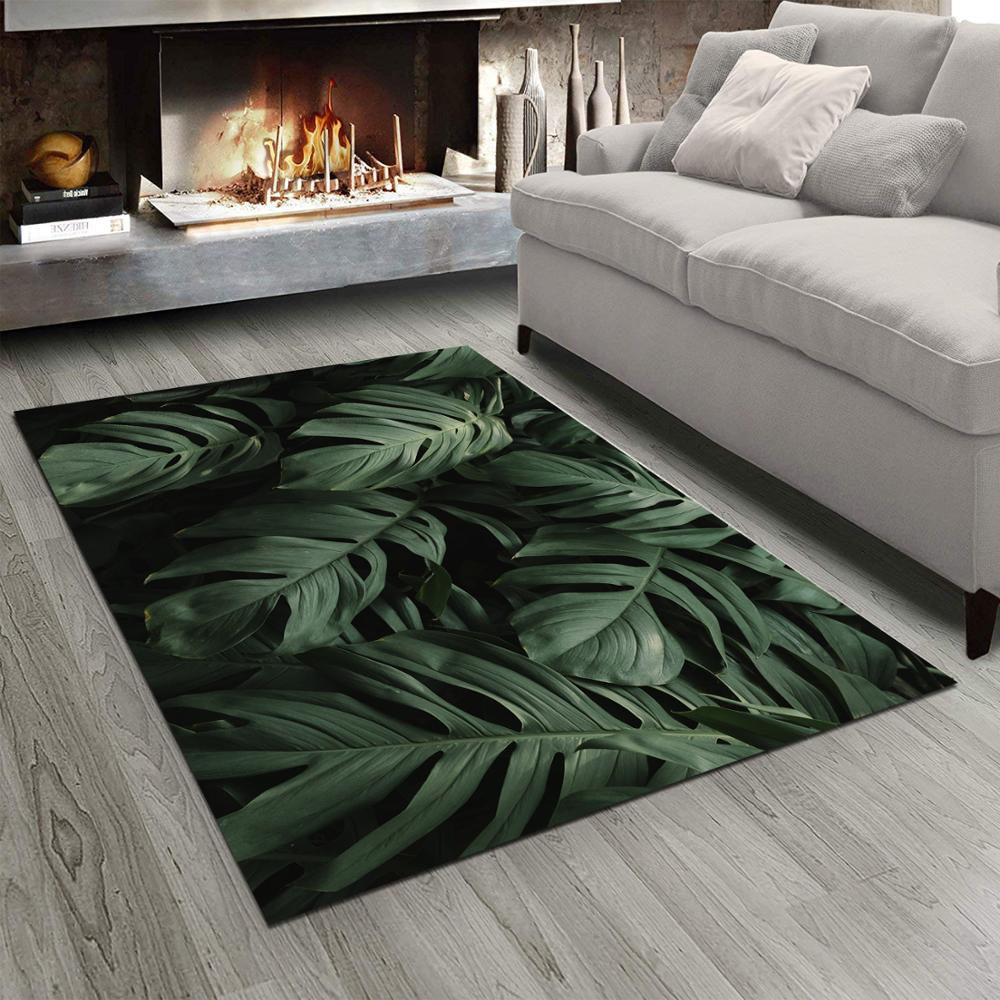 

Else Green Tropical Jungle Leaves 3d Print Non Slip Microfiber Living Room Modern Carpet Washable Area Rug Mat, As pic