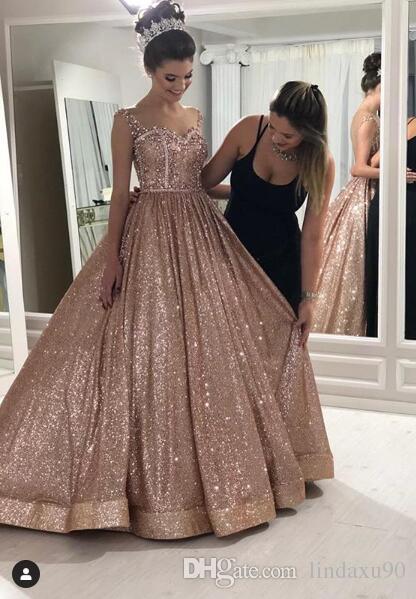 

Rose Gold Quinceanera Dresses Sexy African Prom Dresses Beaded Backless Sequined Evening Gowns Sparkly Formal Party Homecoming Dress, Chocolate
