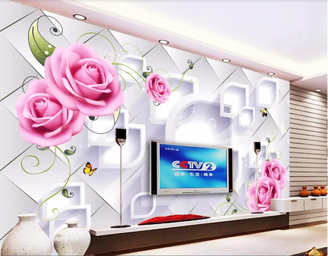 

3d wallpaper custom photo murals Rose vine rhomboid 3D stereo TV background wall painting wallpaper for walls 3 d, Picture shows