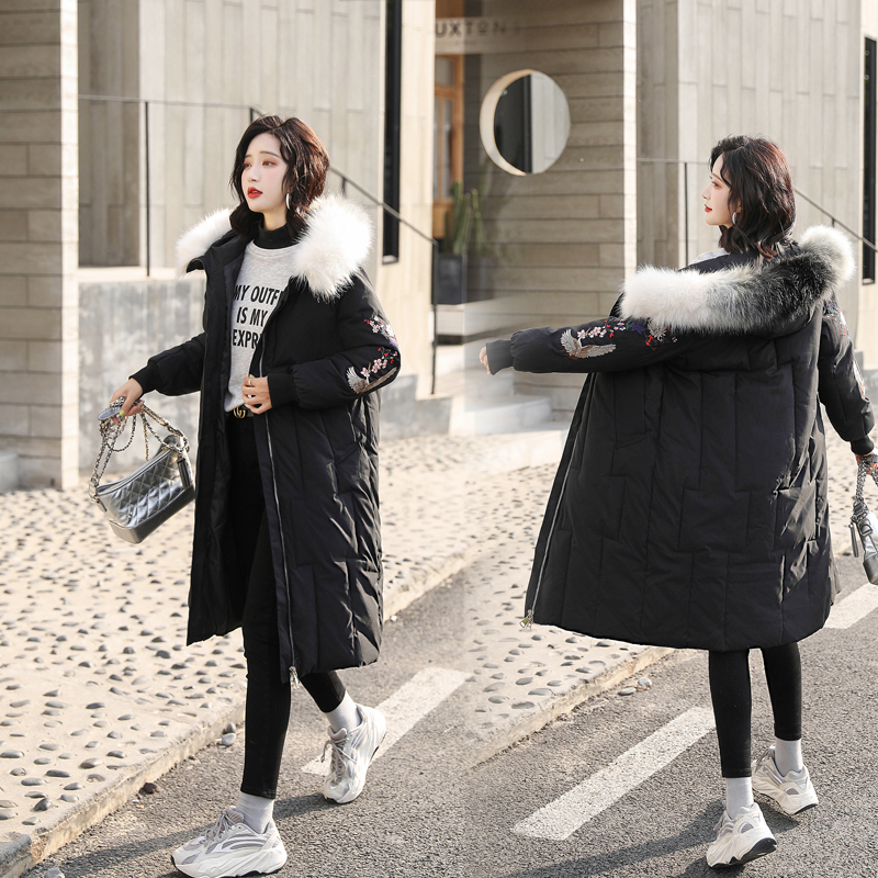 

LISYRHJH Winter Parkas 2019 Winter Women's Jackets Coats -30 Degree Hooded Embroidery Thick Warm Jackets Snow Coat, Beige