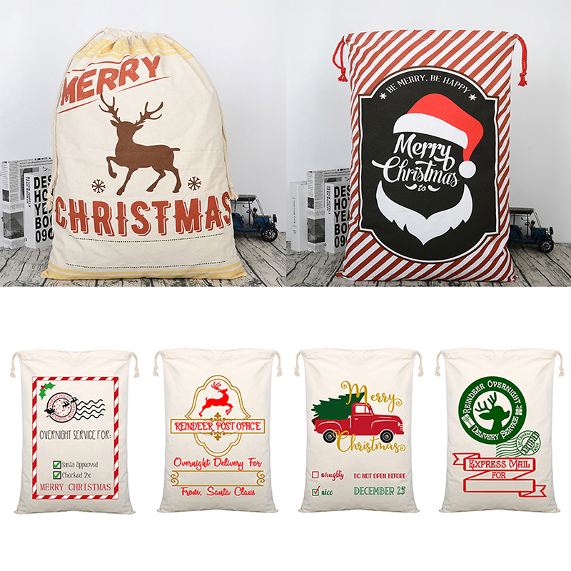 

New Year Gift Santa Sacks Canvas Claus Bag Custom Christmas Canvas Gift Bags