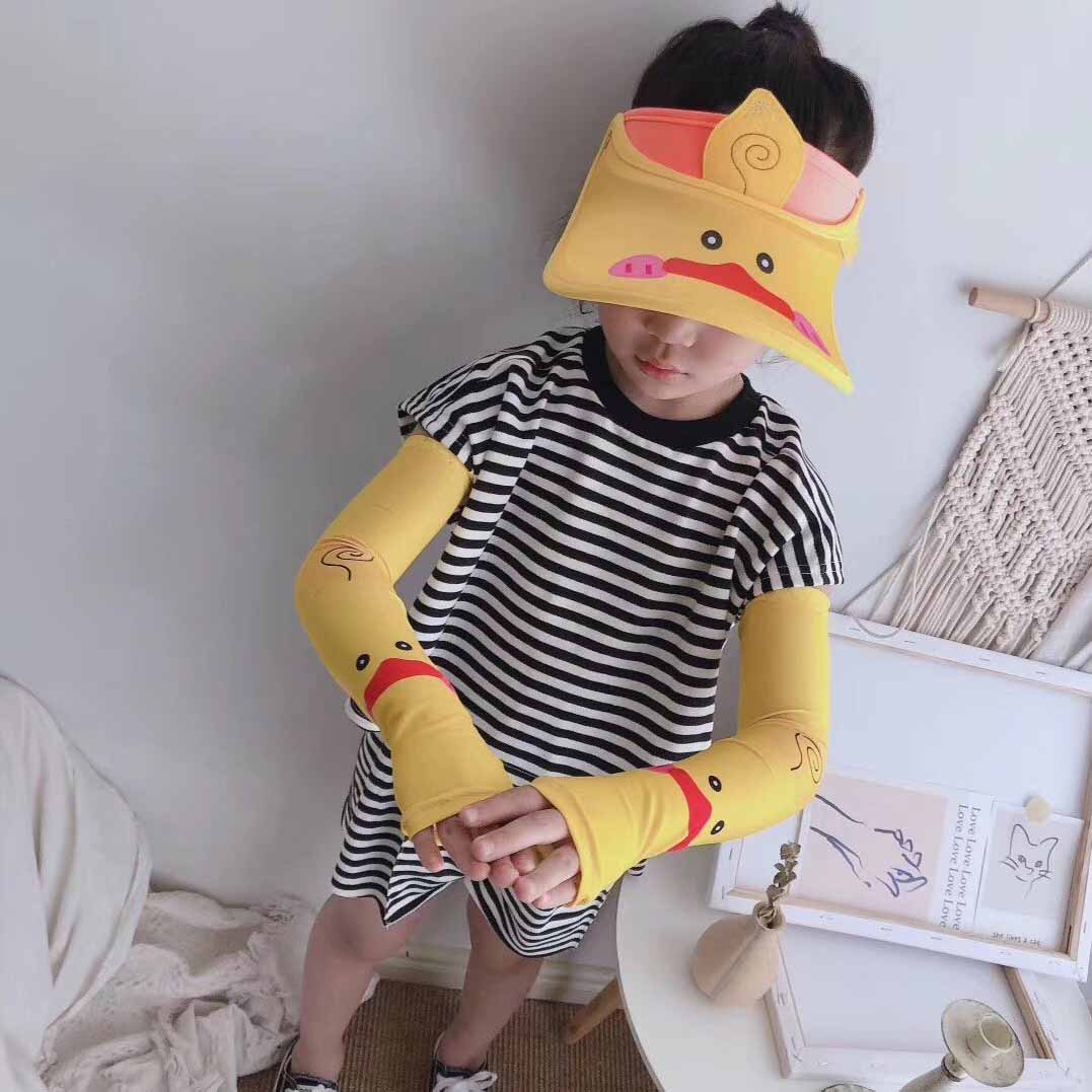 

Kids Sunblock Children Designer Sun Protection Hat + Sun Protection Sleeve Boys and Girls Fashion New Sunblocks Two Piece 2020 Popular Trend