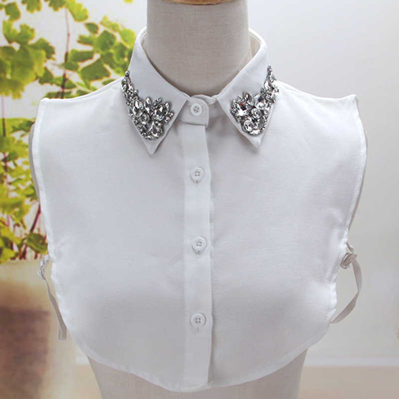 

Solid Shirt Fake Collar White Black Blouse Accessories female decorative Embroidered shirt White cotton fake collar decor, Color as picture
