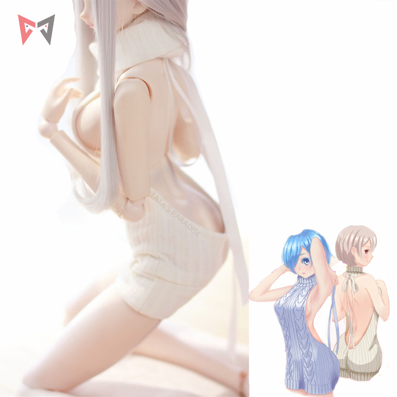 

MMGG bayby doll Clothing white pink Sexy Dress Backless sweater backwards style custom made LY191224