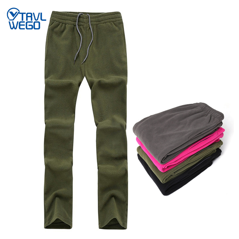 

TRVLWEGO Winter Spring Warm Fleece Pants Camping Men Women Outdoor Hiking Fishing Trousers Sports Drawstring Elastic Waist, Black
