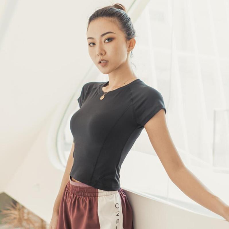 

Women Sport T Shirt short Sleeve sexy quick dry Yoga Shirt Running Fitness Gym training Activewear Sport tops Y26S8014, Y26s8014 black