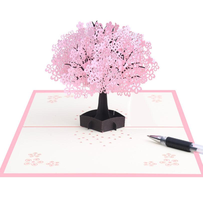

Handmade birthday card Up 3D Birthday Wedding Mothers Day Thank Card Cherry Blossom Tree cards laser cut 2o0514