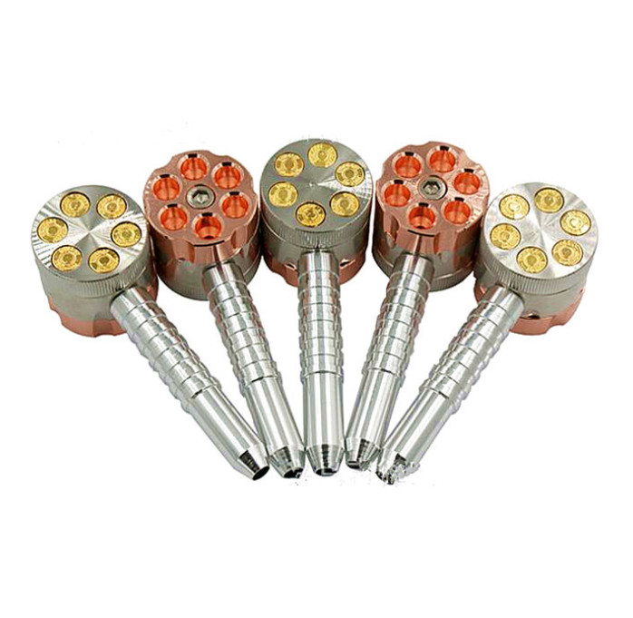 

The latest Smoking 11.2X3.7X3.7CM size 3D pattern two-layer bullet pipe shape smoke grinder handle metal smoking device Support customized logo