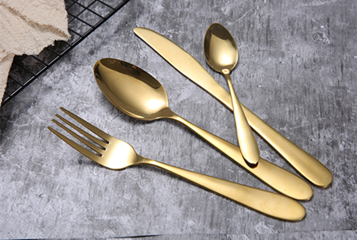 

Gold Cutlery spoon fork knife tea spoons Flatware Matte Stainless Steel Food Silverware Dinnerware Utensil