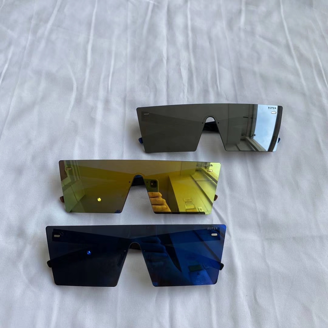 

Gold Sunglasses UV Tuttolente Super Rectangle Reguar Sunglasses W Glasses Protection Box Fashion With Rimless Wqbkr, White;black