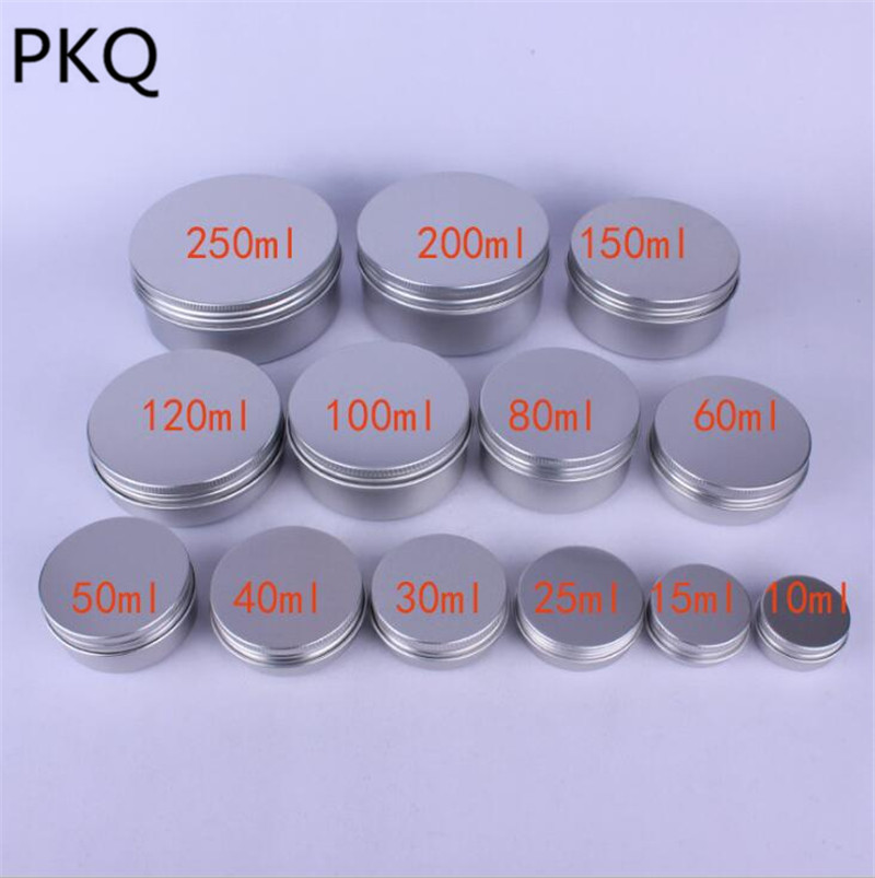 

50pcs 10ml/15ml/25ml/30ml/50ml/80ml/100ml/120ml/150ml/200ml/250ml Empty Aluminum Jars Cosmetic Bottle Cream Sample Containers