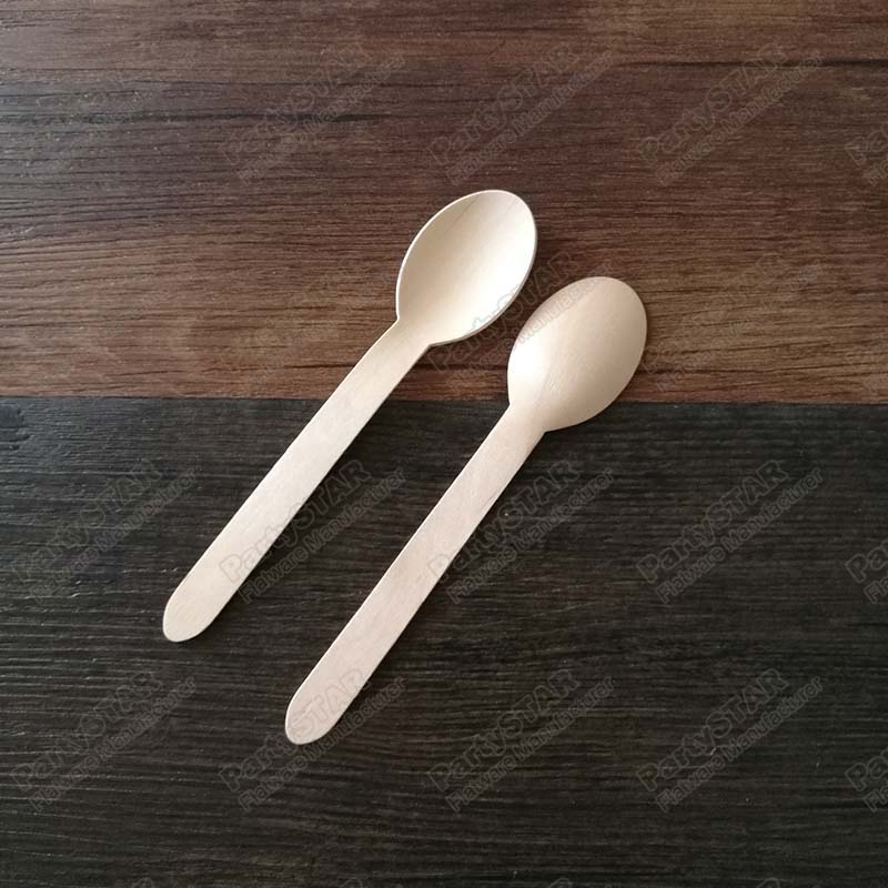 

18326# 6inches 16cm Disposable wooden spoon spork fork Teaspoon Coffee scoops Icecream Cutlery Flatware Eco-Friendly Cake spoons