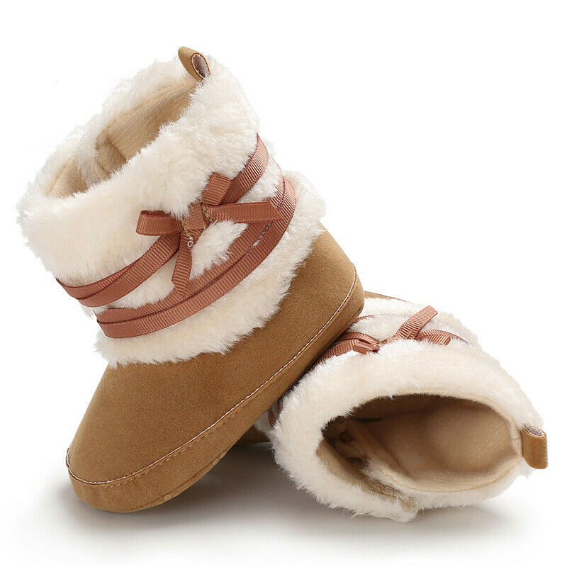 

Unisex Kids Winter Shoes Newborn Baby Girls Boy Boots Infant Toddler Bow-knot Snowfield Warm Fur Snow Boots 0-18Months