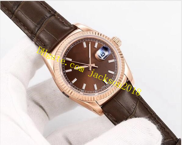 

Hot Sale 3 Style 1118135 118138 118139 316L ETA 2836 Movement Fluted 18K Gold Bezel 36mm Alligator Leather Strap Automatic Mens Watches, Original box papaer