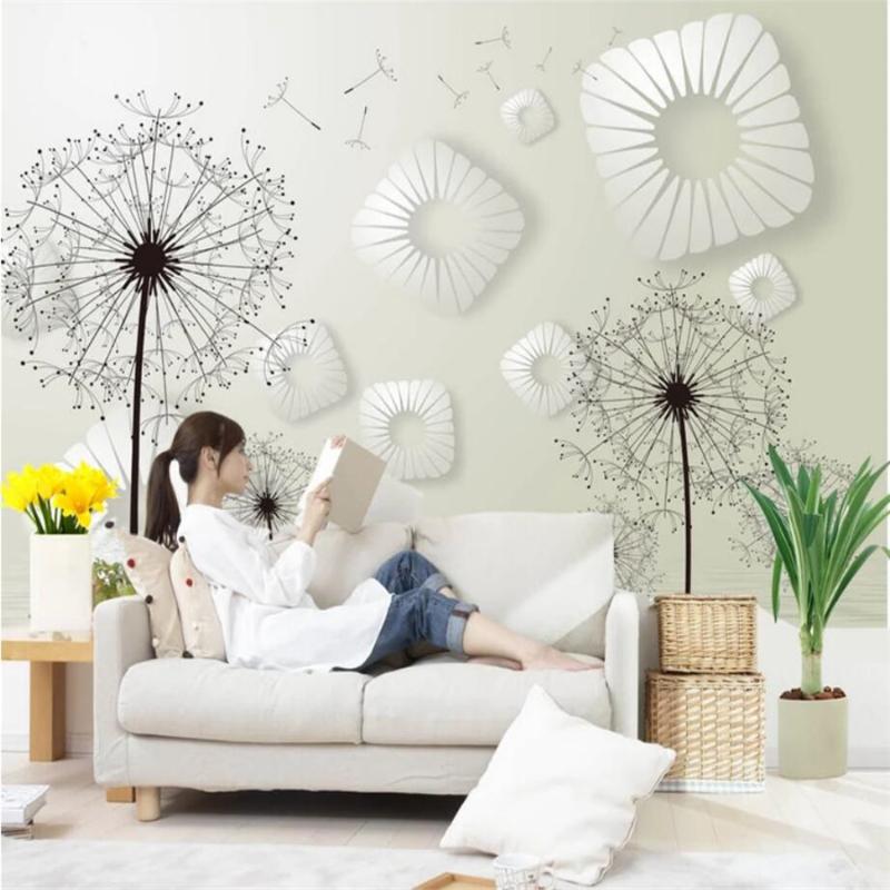 

mural Custom large fresco wallpaper 3D stereo murals sofa living room background wall dandelion mural wallpaper for walls 3 d, As pic