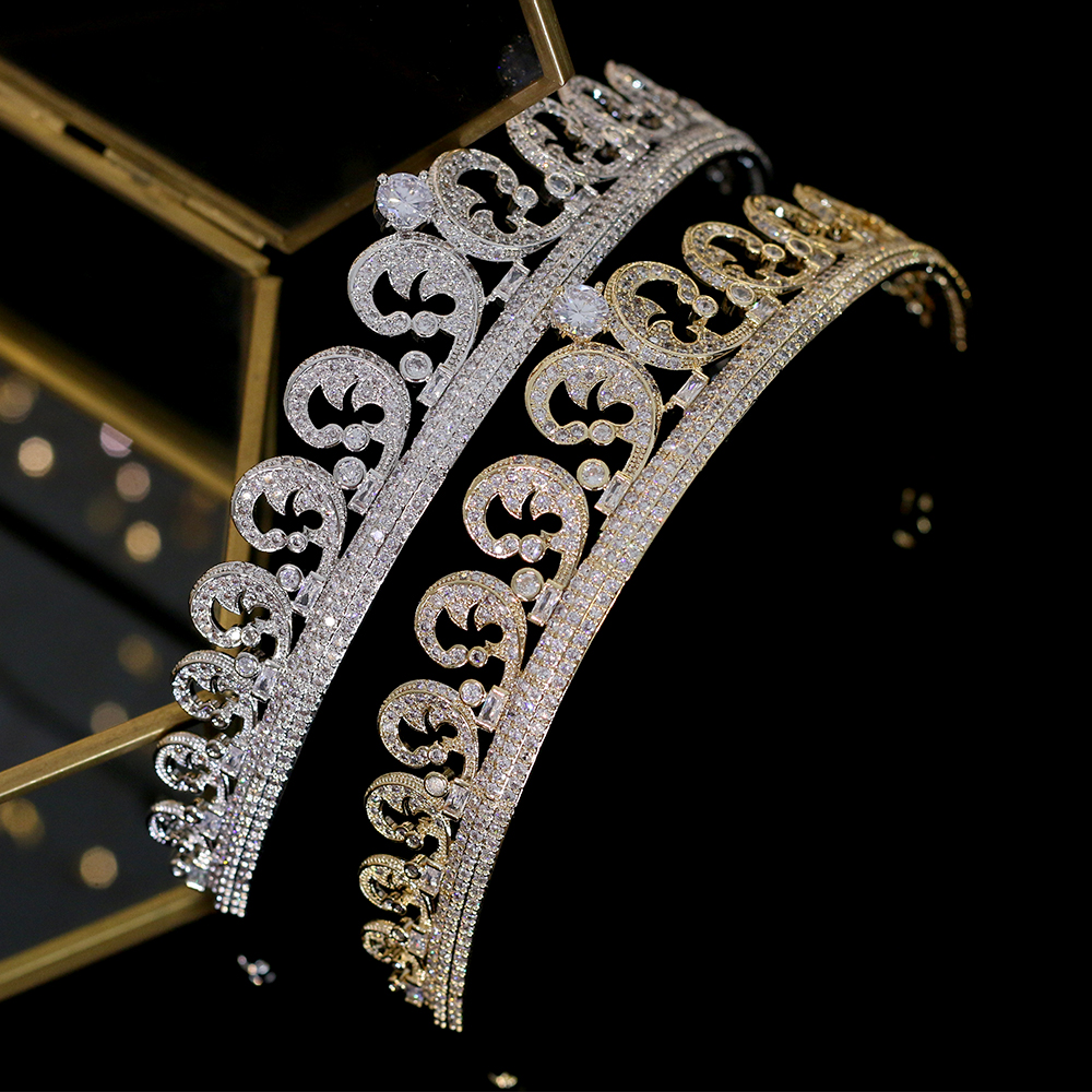 

Luxury European Tiaras Wedding Hair Accessories Crown Headband Bridal Crown Tiara Jewellery bride Zircon crown Headpieces