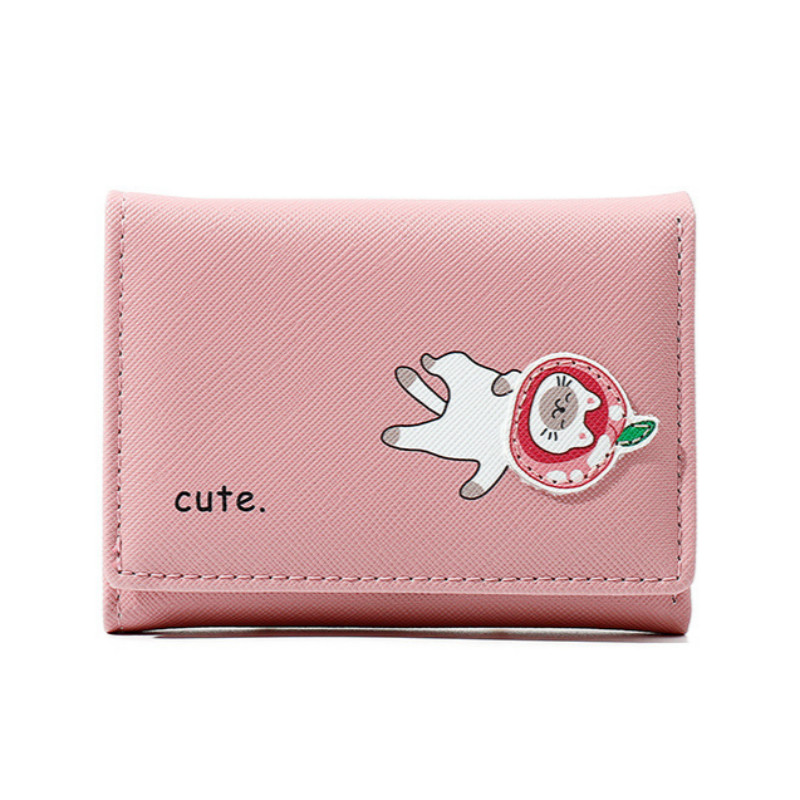 

2020 New Cute Cartoon Wallet PU Leather Women Purse Ladies Trifold Wallets Female Small Money Purses Pink Blue, Black
