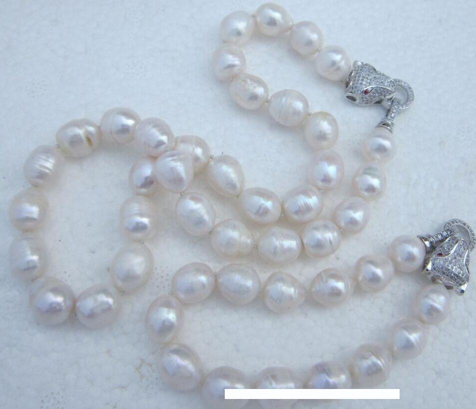 Véritable Naturel 12-13 mm South Sea Blanc Perle Baroque Bracelet Boucles d/'oreilles Set 8/" AAA