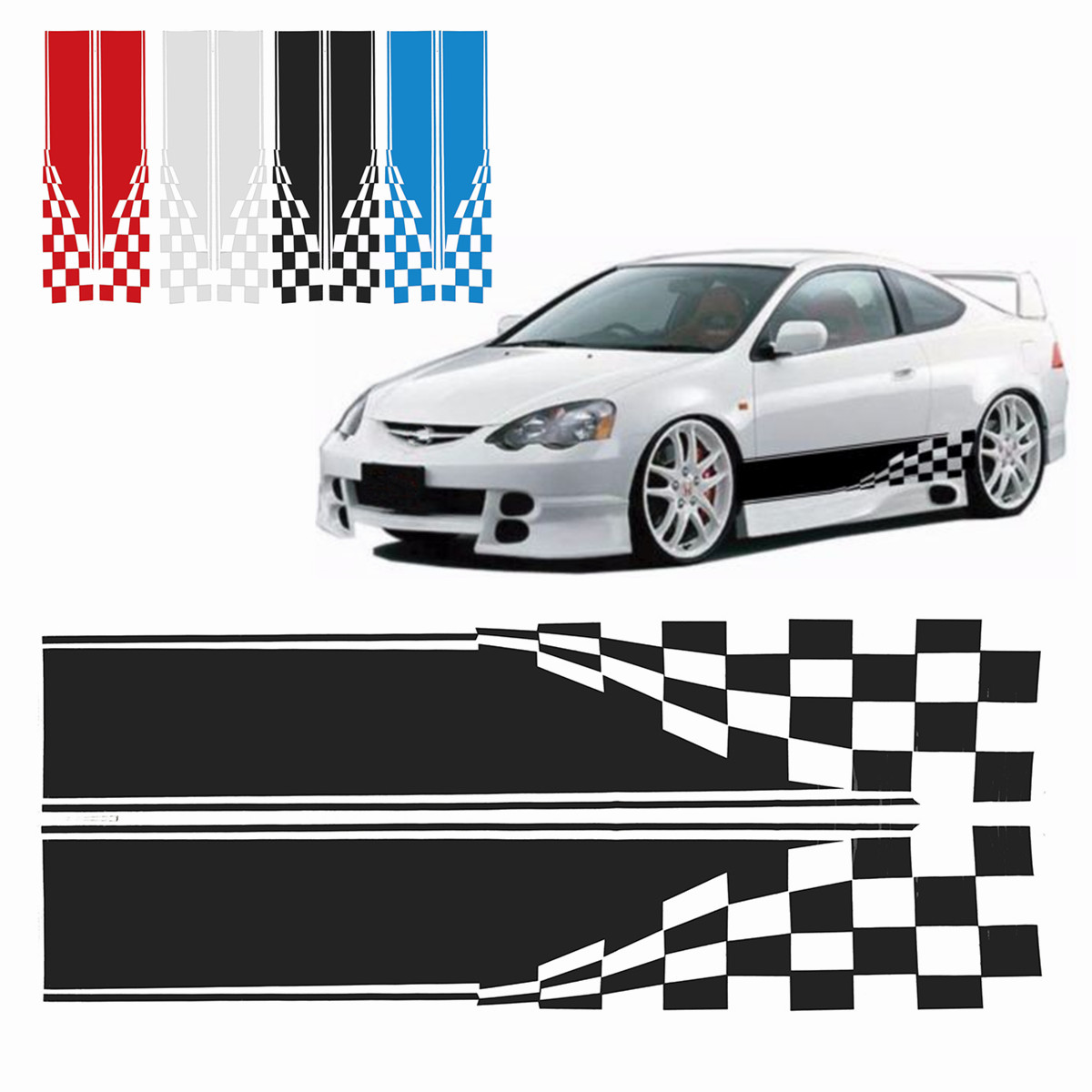 2x Rayures-Universel racing voiture Van Côté Bonnet Rayures Vinyle Autocollant Decal