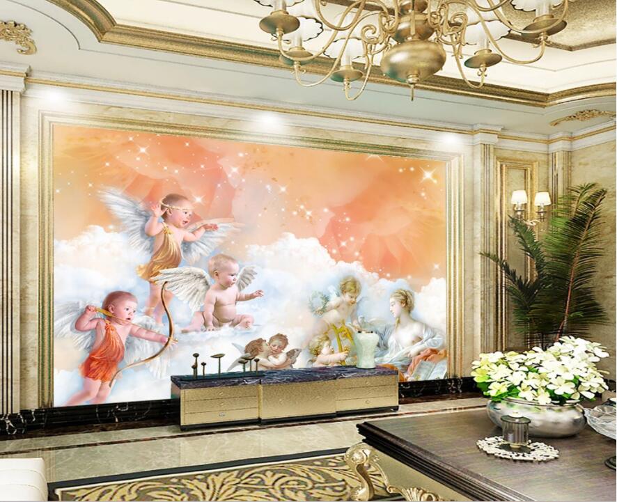 

3d wallpaer custom photo on the wall European children's angel tv background 3d wall murals wallpaper for walls 3 d living room home decor, Non-woven wallpaper