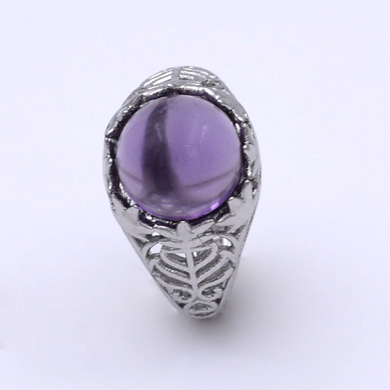 

Vintage Silver Lady Ring with Purple Stone European and American Fashion Lady Simple Hollow Design Wedding Ring Jewelry anillos
