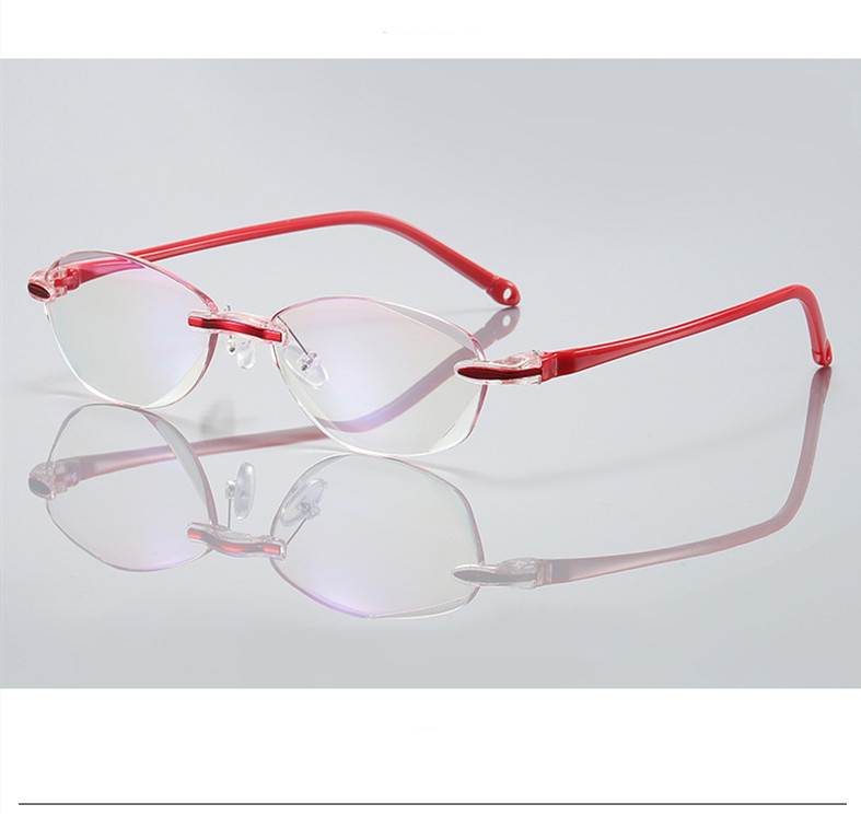 

Women Men reading glasses New frameless diamond trimmed presbyopic glasses with blue-light-proof blue film 2 colors TR902