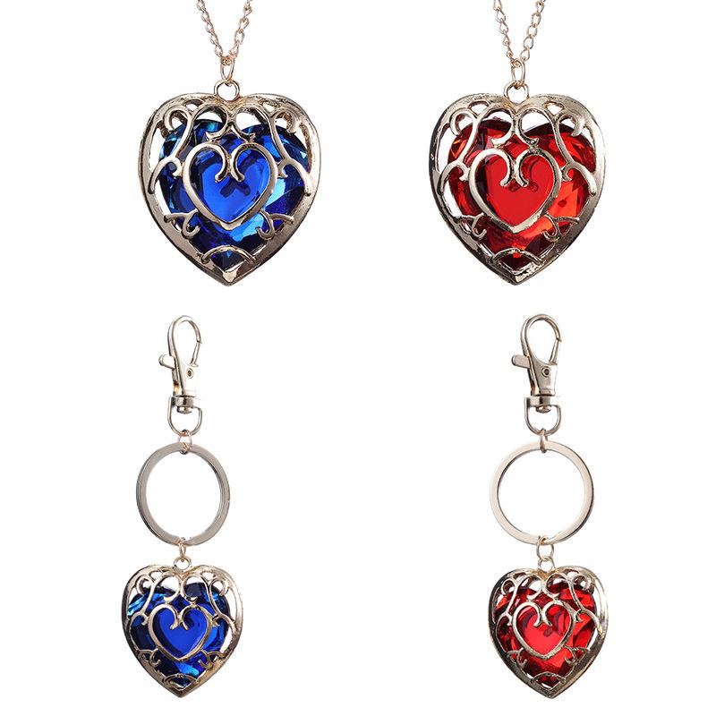 

Legend Of Zelda Keychain Fashion Love Heart Shape Pendant Key Rings Bag Charms Car Keys Holder With Rhinestone Chain Necklace Gifts Jewelry Accessories