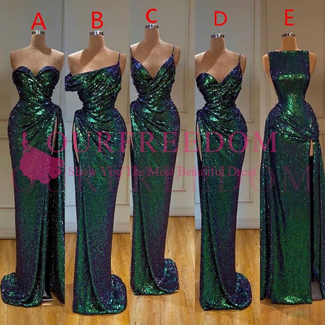 dark green sequin bridesmaid dress