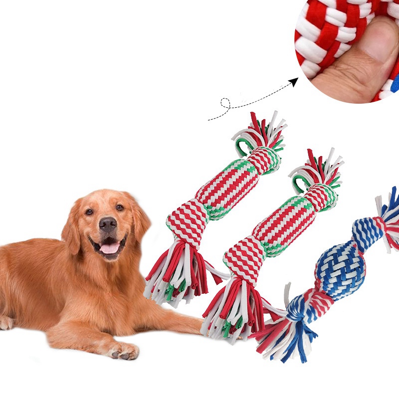

New Arrival Pet Cotton Rope Chew Toy For Teeth Cleaning Dog Molar Supplies Interactive Sound Toy