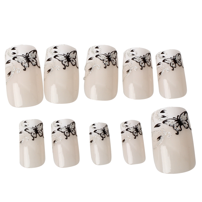 

Set 24 Pieces False Nails Manicure Decoration Butterfly, 24pcs
