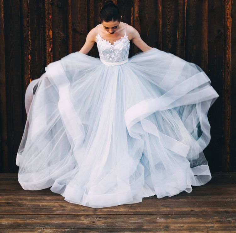 

Spaghetti Straps Ball Gowns Sky Blue Prom Dresses Criss Cross Back Prom Gowns for Women, Green