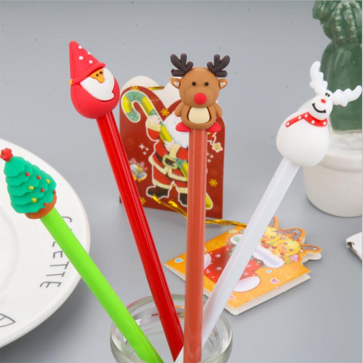 

Christmas reindeer Neutral pen Creative Cute Snowman Santa Claus Gel Pens black Ink neut Pen Stationery gift School Supplies LXL600A, As picture