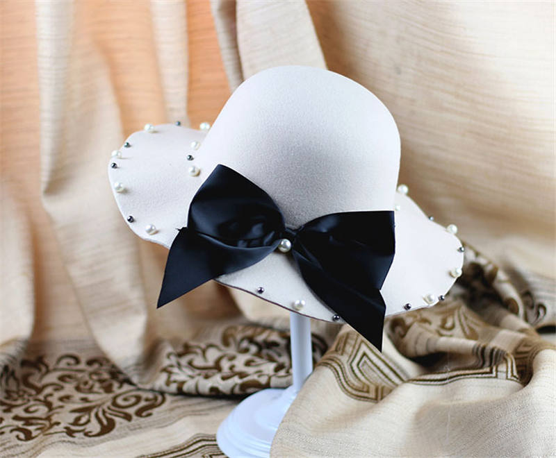 

19fw Elegant Pearl Hats Womens Wide Brim Hats Holiday Beach Hat High Quality Sun Hat Tide 7 Colors Fisherman Hats, Blue