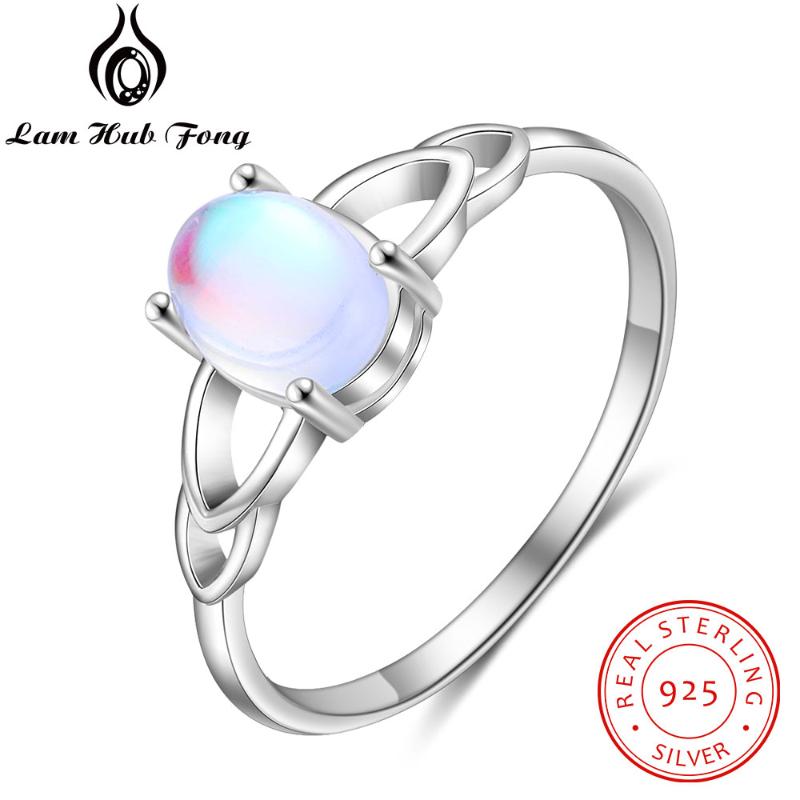 

Cluster Rings Women 925 Sterling Silver With Oval Moonstone Braid Female Finger Ring Wedding Party Gift Fine Jewelry (Lam Hub Fong)