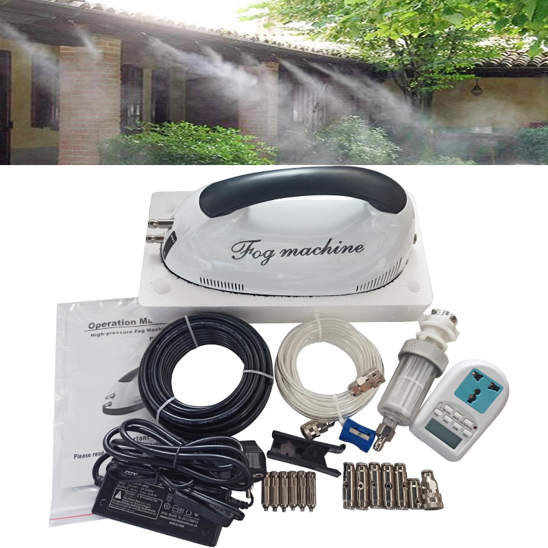 

High Pressure 0.2L/Min Fog Machine with 6pcs Misting Nozzles with Water Timer Mister Set Dry Fog Misting System for Patioa Cool