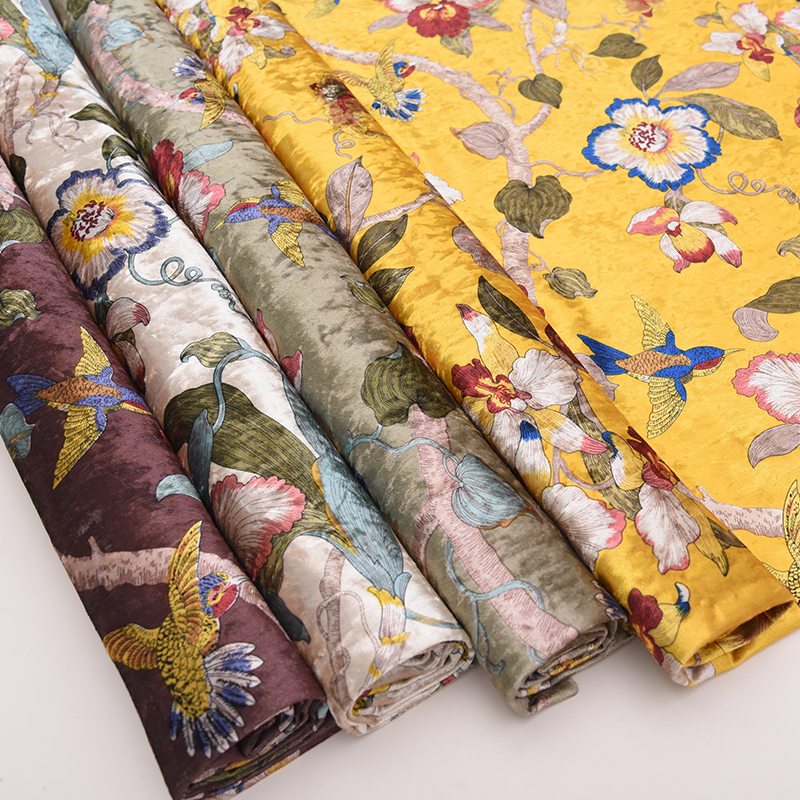 Wide 57" Dense Upholstery Sofa Ice Velvet Printed Fabric Pillow Cushion Tablecloth Chinese Soft Hard Pack Flannel Material-image-536719223