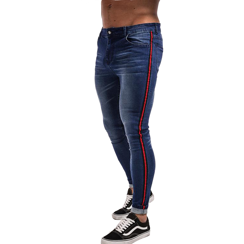 

Skinny Jeans Men Blue Tape Classic Hip Hop Stretch Jeans Hombre Slim Fit Brand Biker Style Tight Male