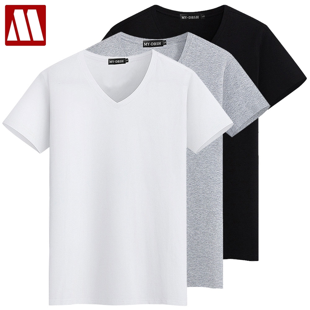 Big Discount 3Pieces / Lot taille plus de base Tops T-shirts coton pour hommes T-shirts d'été courte Marque mâle T-shirt vêtements solide simple